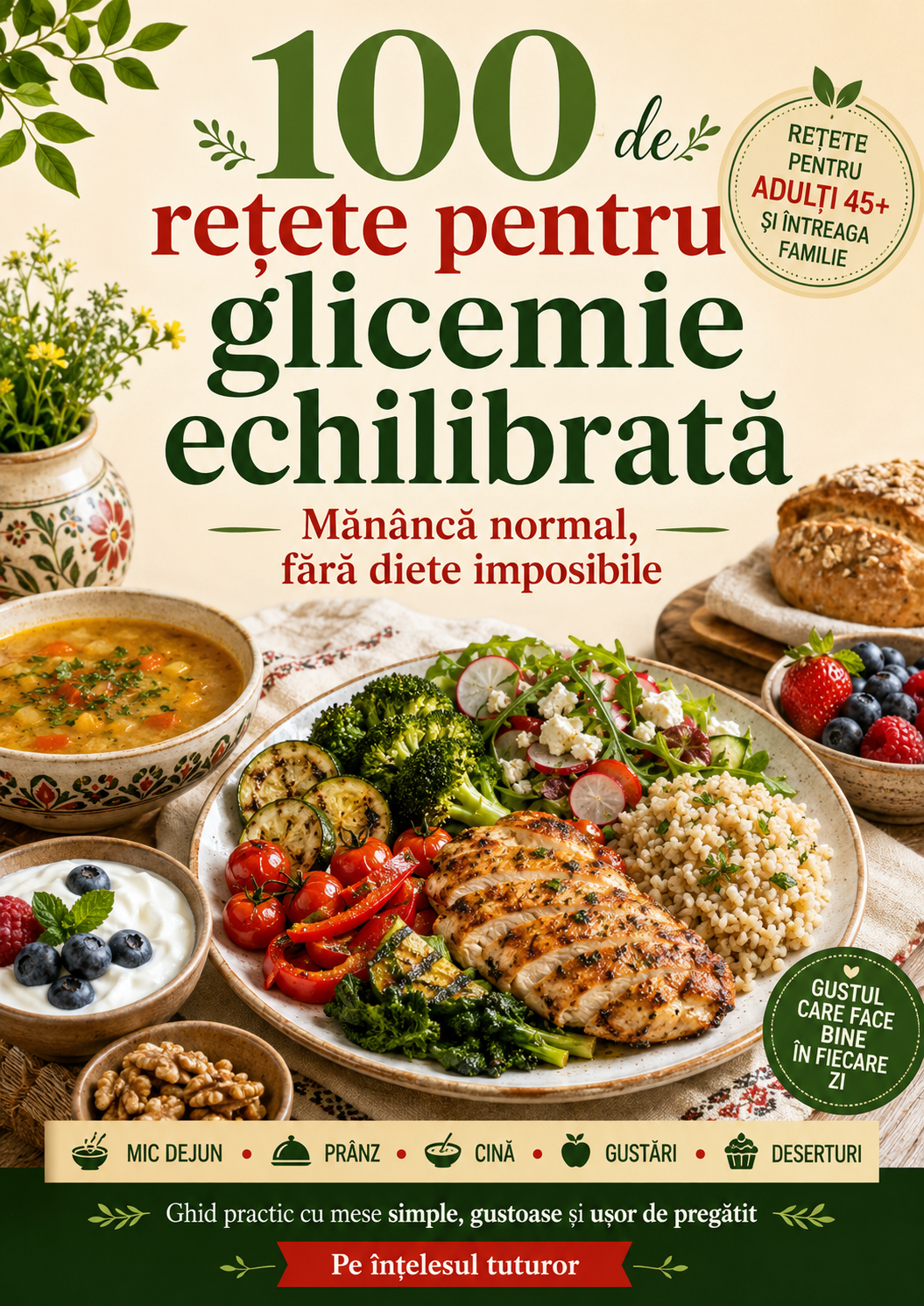 Coperta 100 de rețete pentru glicemie echilibrată